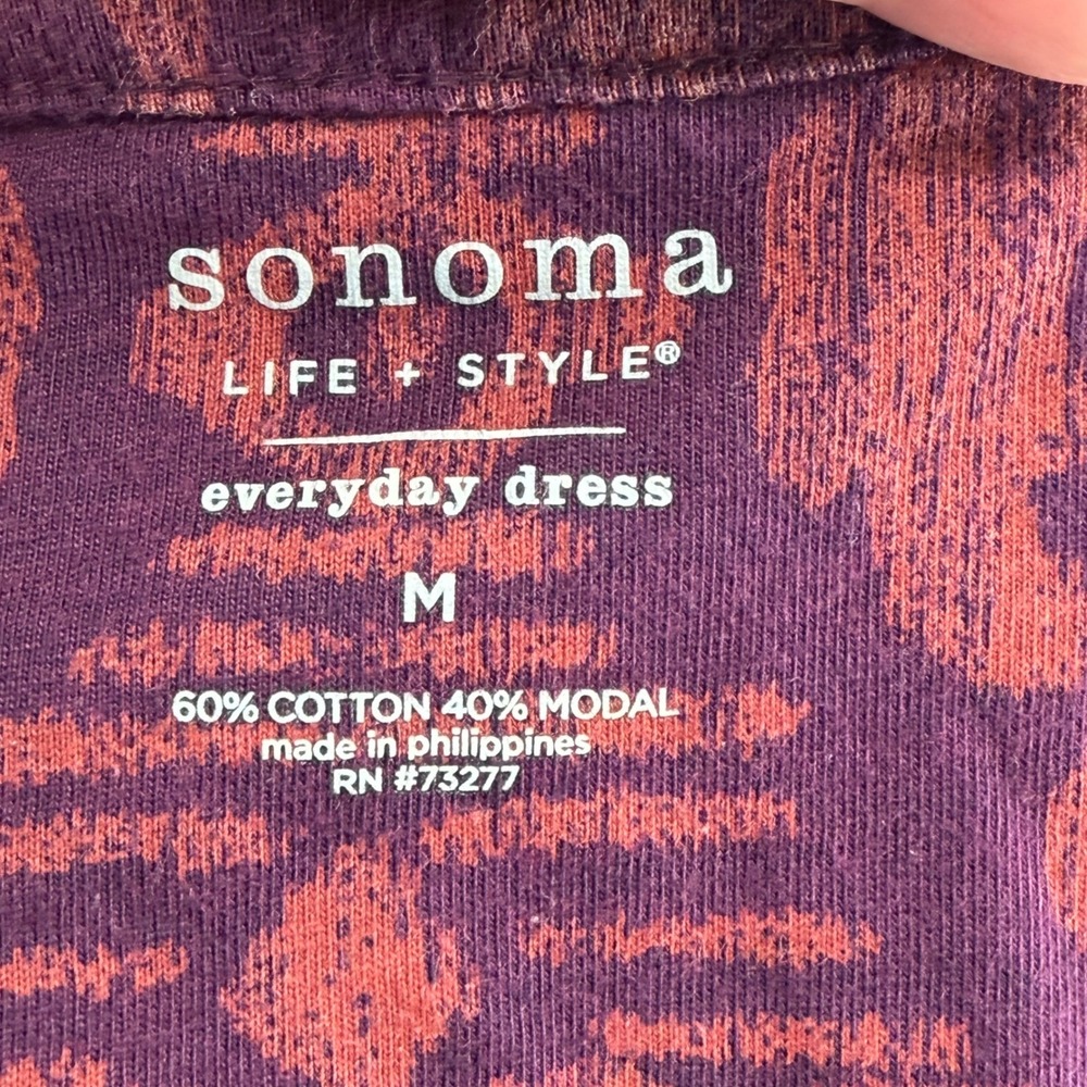 Sonoma Everyday Dress Boho Damask Print Medium Purple Cotton Modal Sundress - Picture 5 of 7